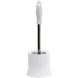 Toiletborstel met houder wit - met silicone borstel 39 cm