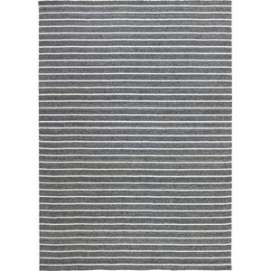 Nouveau Stripes Dark Grey Vloerkleed - 140x200  - Rechthoek - Laagpolig,Structuur Tapijt - Industrieel - Antraciet, Wit