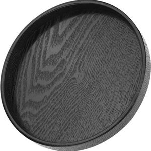 Dienblad 60x60 Massief houten dienblad voor thee koffie snack voedsel maaltijden - Ronde zwarte trays (30cm) dienblad 60x60
