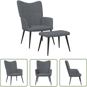 The Living Store Relaxstoel met voetenbank stof donkergrijs - Relaxstoel - Fauteuils - Lounge Chair - Loungestoel - Tuinmeubel