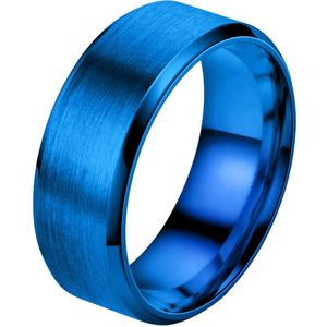Despora - Ring (glad) - Ringen - Ring Dames - Ring Heren - Blauwkleurig RVS - (18.00 mm / maat 57)