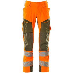 Mascot Accelerate Safe Broek met kniezakken 19079-511 - hi-vis oranje/mosgroen