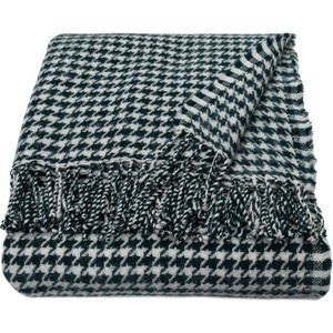 WOOOL® | Wollen Luxury Plaid | AVALON (Emerald) | 150x183cm | 100% Lamswol | Houndstooth Design Deken - Groen