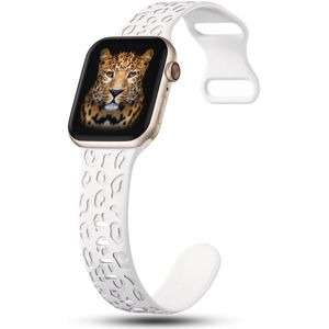 YONO Smartwatch Bandje geschikt voor Apple Watch - 41 - 40 mm - Leopard - Wit