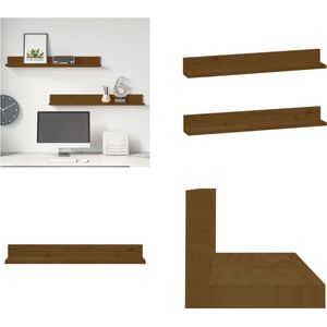 vidaXL Wandkasten 2 st 80x11x9 cm massief grenenhout honingbruin - Wandschap - Wandschappen - Zwevend Schap - Plank