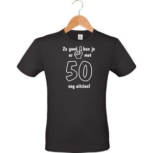 mijncadeautje - T-shirt unisex - zwart - Zo goed kun je er uitzien met  50 jaar - maat XXL