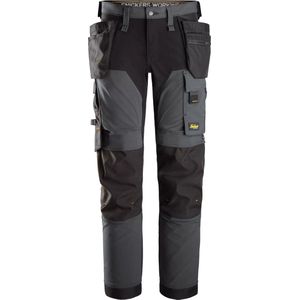 Snickers 6275 AllroundWork, 4-Weg Stretch Werkbroek met Holsterzakken - Staal Grijs/Zwart - 48