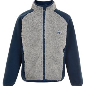 Color Kids - Fleece jas voor kinderen - Colorblock - Grijs/Donkerblauw - maat