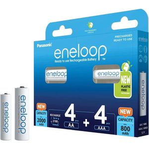 Panasonic eneloop oplaadbare batterijen - 4x AA 2000 mAh + 4x AAA mAh