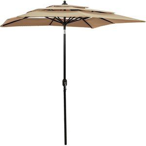 vidaXL-Parasol-3-laags-met-aluminium-paal-2x2-m-taupe