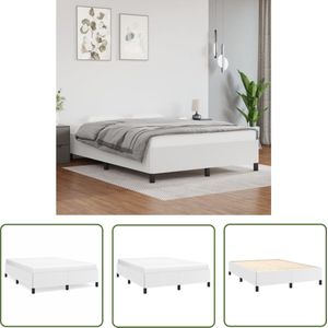 The Living Store Bedframe kunstleer wit 140x200 cm - Wit Bed Frame - Houten Bed Frame - Kunstleder Bed Frame - Boxspring Bed Frame - King Size Bed Frame