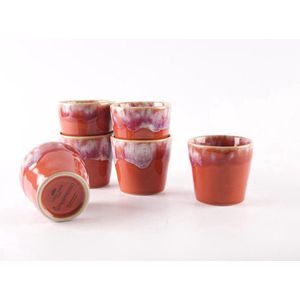 Costa Nova - servies - espresso kop - Grespresso rood - aardewerk -  set van 8 - H 5,9 cm