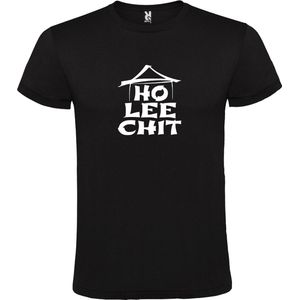 Zwart t-shirt met "" Ho Lee Chit "" print Wit size M