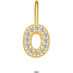 Twice As Nice Hanger in 18kt verguld zilver, letter O met steentjes