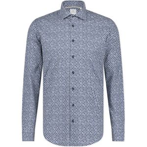 Blue Industry - Overhemd Stippen Donkerblauw - Heren - Maat 40 - Slim-fit