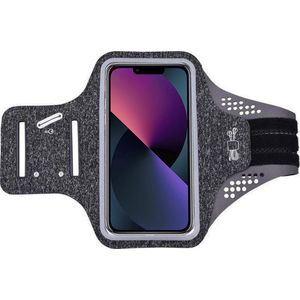 Geschikt voor iPhone 13 Mini hardloop telefoonhouder – armband - sportband - van stof - Zwart