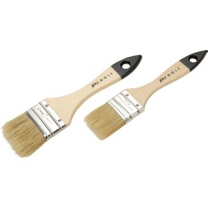 FX Tools Verfkwasten - set 2x stuks - plat - 38 en 50 mm breed - hout - verf en olie basis verf