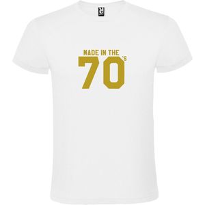Wit T shirt met print van "" Made in the 70's / gemaakt in de jaren 70 "" print Goud size XXXXXL