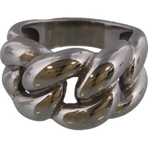 Ring met Grote Schakel - RVS - Ringmaat 18 - Zilverkleurig