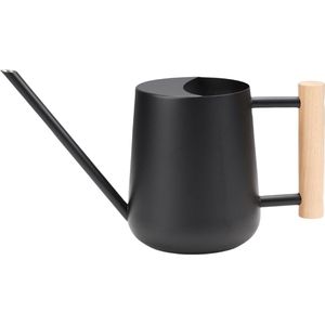 Gieter voor binnen en buiten, gieter voor planten, kleine gieters voor tuinbloemen, 900 ml, roestvrijstalen gieter, lange uitloop (zwart)