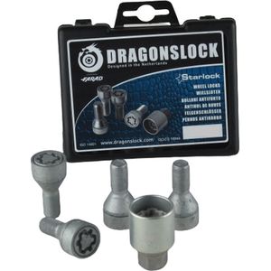 Velgenslot - Wielslot geschikt voor de Fiat Panda Vanaf 2003 - Merk Dragonslock - Verzinkt - Kleur Grijs