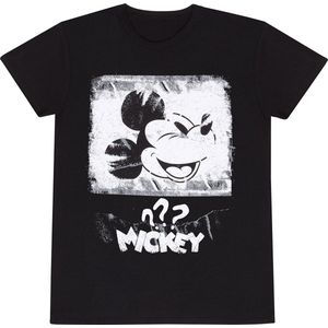 Uniseks T-Shirt met Korte Mouwen Mickey Mouse Poster Style Zwart - L