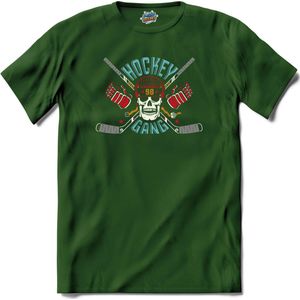 Hockey Gang | Ijs Hockey - Schaatsen - Sport - T-Shirt - Unisex - Bottle Groen - Maat L