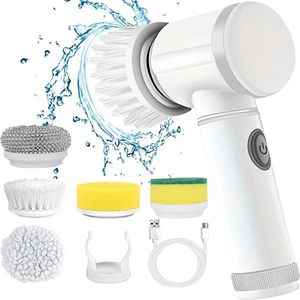 Elektrische Spin Scrubber E300 Groen - Draadloze Badkamer Power Cleaning Borstel - Met 5 Vervangbare Borstelkoppen - Universele Elektrische Schoonmaakborstel voor Badkamer, Keuken, Tegels & Vloeren