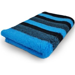 Vetbed Stripes - Blauw - Antislip Hondenmat - 100 x 75 cm - Benchmat - Hondenkleed - Voor Honden - Machine Wasbaar - Droogloopmat