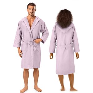JEMIDI unisex badjas van microvezel - Voor dames en heren - Sneldrogend - Maat S in lila - Met capuchon