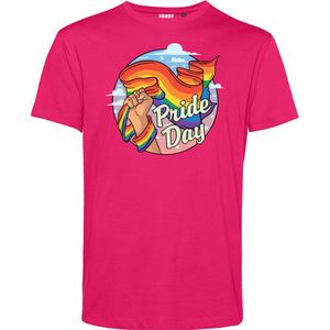 T-shirt Pride Day | Gay pride shirt kleding | Regenboog kleuren | LGBTQ | Roze | maat M