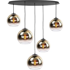 Hanglamp Fantasy Globe Gold Transparant Glas Ovaal 5Lichts