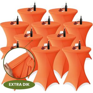 Statafelrok Oranje x 10 – ∅80-85 x 110 cm met Opbergtas – Statafelhoes Stretch Stof – Kras- en Vouwvrije Statafel Rok Extra Dik – Sta Tafelrok - 10 Stuks – Statafelhoezen Voor Horeca, Evenementen, Feest, Bruiloft en Partijen