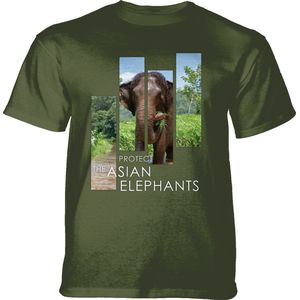 T-shirt Protect Asian Elephant Split Portrait Green XL