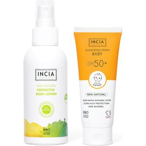 Incia - Baby & Kind Set - Zonnebrandcrème + Insectenspray - Voor de Gevoelige Huid - insectenbeten, Tekenbeten en Muggen - DEET Vrij - Vegan