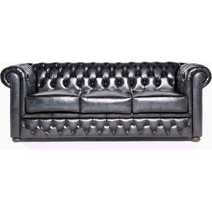 Chesterfield Bank Original Leer | 3-zits | Antiek Blauw | 12 jaar garantie