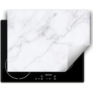 Inductie Kookplaat Beschermer - 80x52 cm - Antislip - Wit Marmer