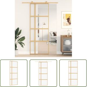 The Living Store Schuifdeur Goud - Helder ESG-Glas/Aluminium - 76 x 205 cm - Moderne en minimalistische uitstraling