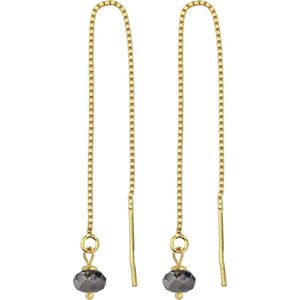 ARLIZI 1634 Doortrekoorbellen Swarovski Kristal - Dames - Verguld - Zwart - 6 cm