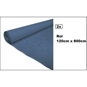 2x Tafelrol tafelkleed donker blauw 120cm x 800cm papier - totaal 16 meter - Party diner food festival eten fun thema feest party