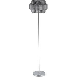 Relaxdays staande lamp grijs - 150 cm - kristallen vloerlamp - slaapkamer - E27 fitting