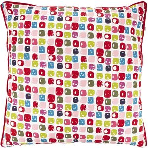 Dutch Decor TOBOR - Kussenhoes XL - katoen - 70x70 cm- kleurrijk - rood - met rits