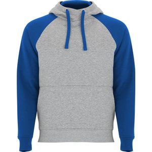 Grijs / Kobalt Blauwe Hoodie met raglan mouwen model Badet merk Roly maat XL