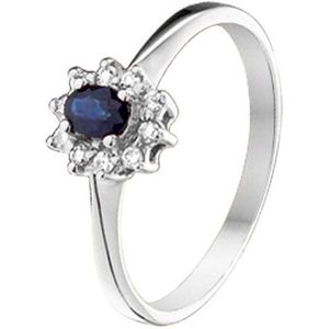 The Jewelry Collection Ring Saffier En Diamant 0.08 Ct. - Goud