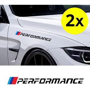 Set van 2 - Auto Performance Sticker Zwart - Striping Wrap voor Kofferbak, Motorkap Deuren, Panelen - Tekst 'Performance' - Autosticker - universeel/alle automerken - Auto Accessoires Stickers