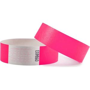 CombiCraft Blanco Tyvek Polsbandjes Neon Roze - 1000 stuks