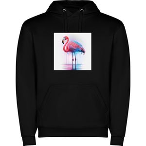 Zwarte unisex hoodie met “ Kleurrijke Flamingo“ Print Full merk Roly maat XL