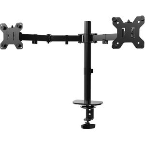 Monitor Mount 2 monitoren (13-27 inch) - In hoogte verstelbaar en kantelbaar - Draaibaar 10 kg per arm - VESA 75x75 / 100x100 - Elegant Zwart.