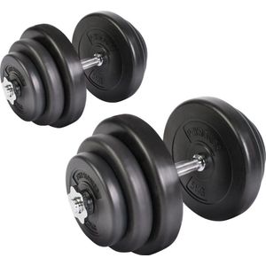 Trend24 Gewichten - Gewichten set - Dumbells - 2 x 20 kg - Verstelbaar - Staal - Kunstof - Zwart