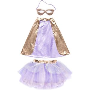 Great Pretenders Verkleedkledij Super-Duper Tutu met cape en masker - Rose Gold/Lila - Maat 4-6 jaar